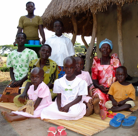 Family in village in Ibuje